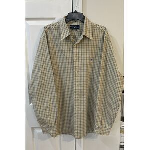Polo Ralph Lauren Long Sleeve Button Up Shirt Plaid Sz‎ Tag Removed Measures XXL